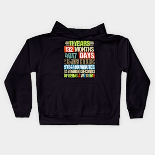 11 Years 132 Months Of Being Awesome 11th Birthday Countdown Kids Hoodie